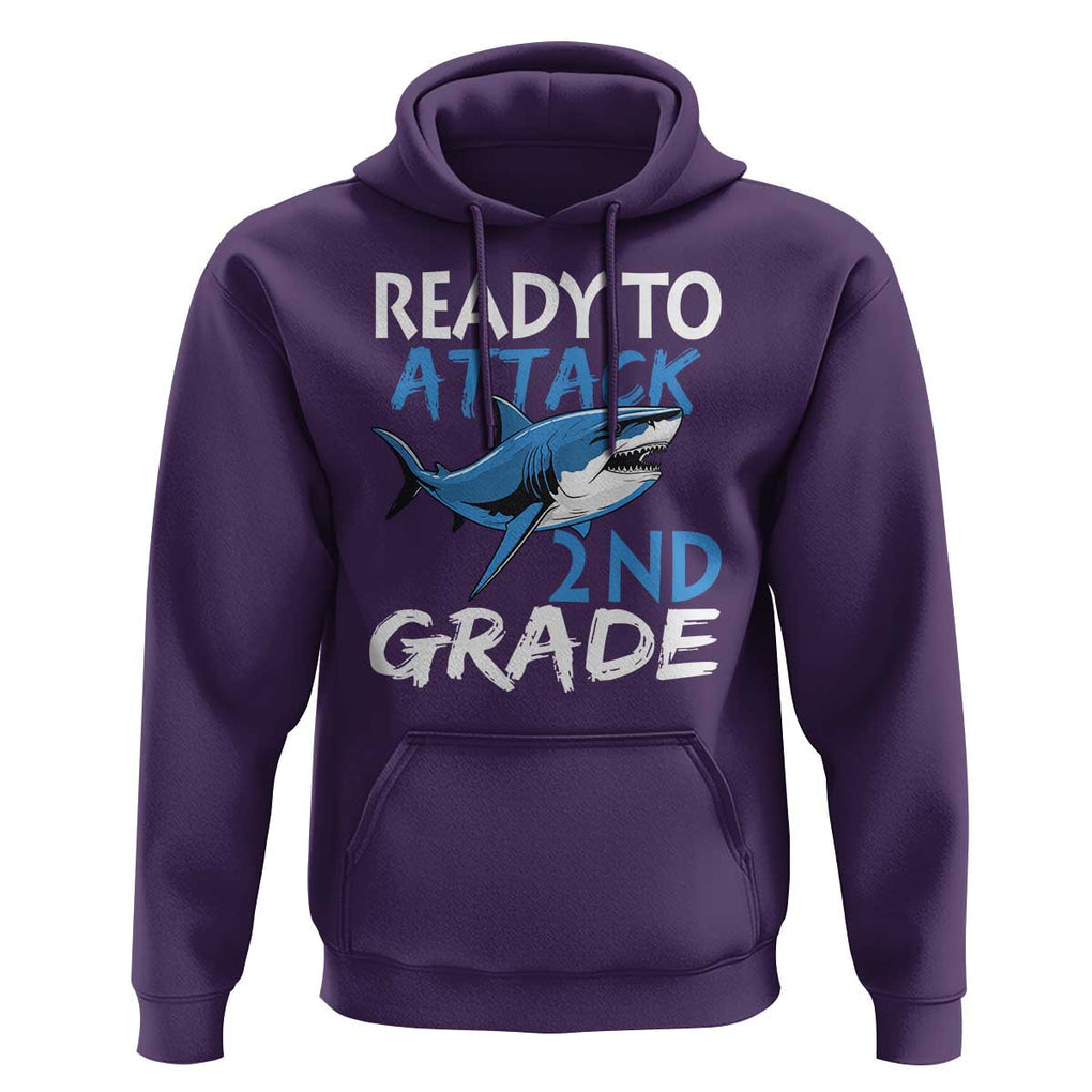 Back To School Second Grade Hoodie Ready To Attack 2nd Grade Jaw Shark TS11 Purple Print Your Wear