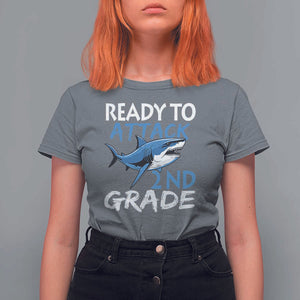 Back To School Second Grade T Shirt For Women Ready To Attack 2nd Grade Jaw Shark TS11 Charcoal Print Your Wear