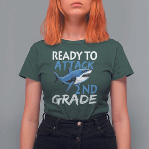 Back To School Second Grade T Shirt For Women Ready To Attack 2nd Grade Jaw Shark TS11 Dark Forest Green Print Your Wear