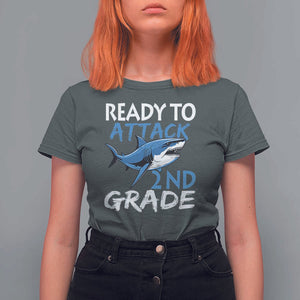 Back To School Second Grade T Shirt For Women Ready To Attack 2nd Grade Jaw Shark TS11 Dark Heather Print Your Wear