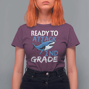 Back To School Second Grade T Shirt For Women Ready To Attack 2nd Grade Jaw Shark TS11 Maroon Print Your Wear