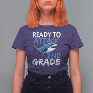 Back To School Second Grade T Shirt For Women Ready To Attack 2nd Grade Jaw Shark TS11 Purple Print Your Wear