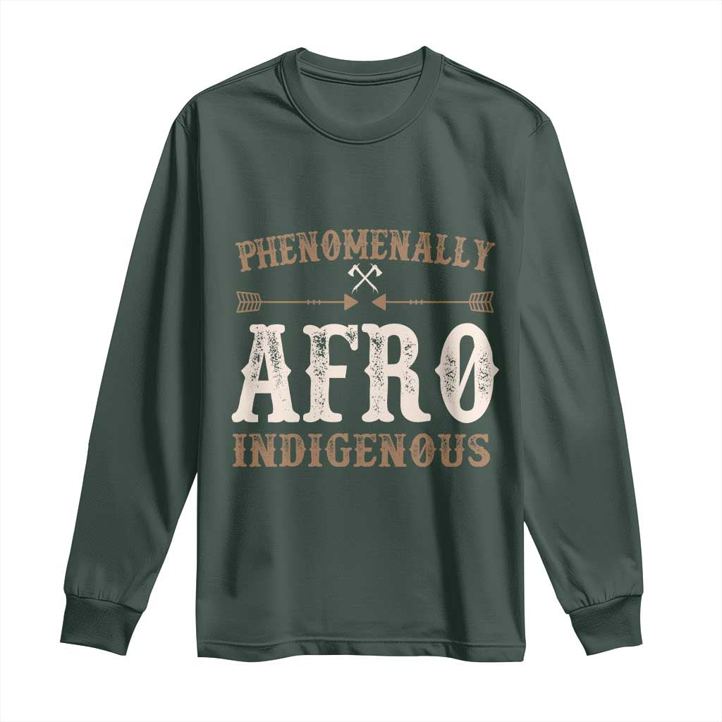 Proud Native American Phenomenally Afro Indigenous Long Sleeve Shirt TS11 Dark Forest Green Print Your Wear