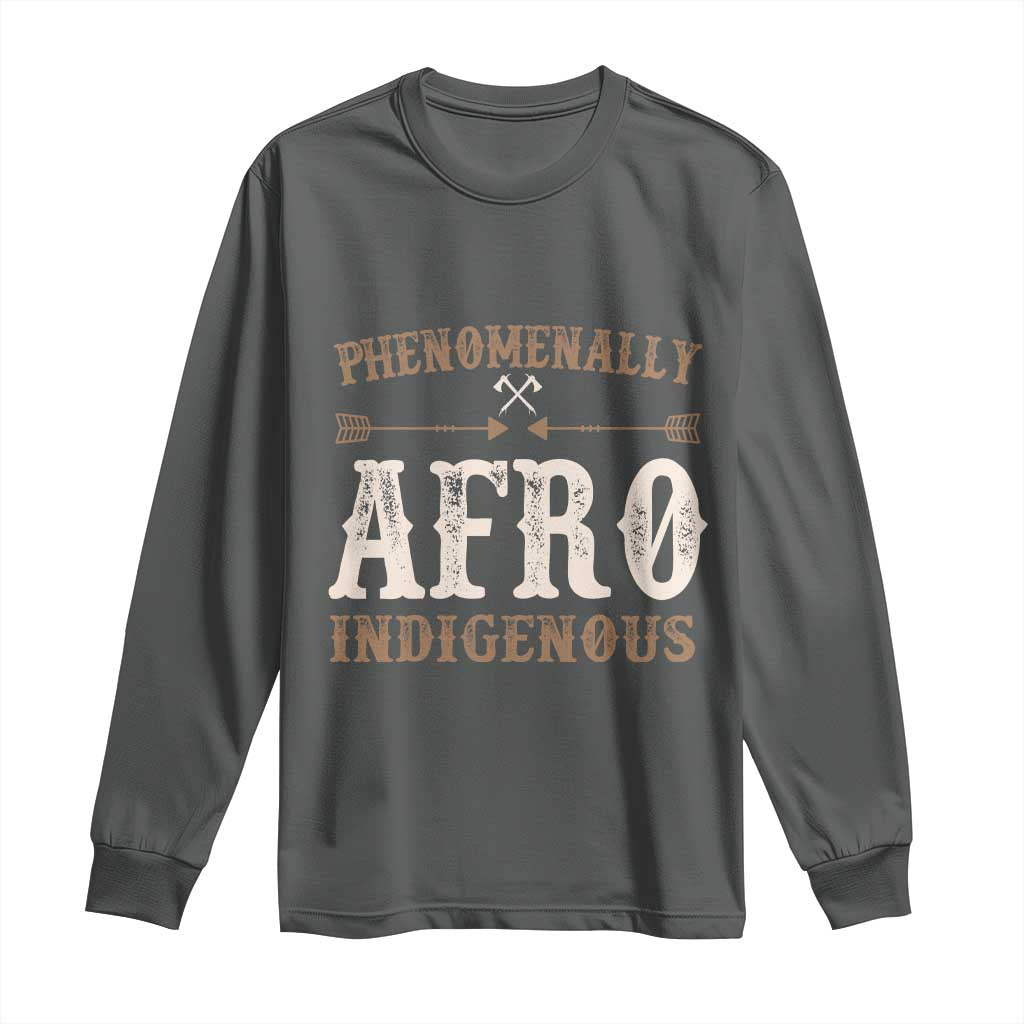 Proud Native American Phenomenally Afro Indigenous Long Sleeve Shirt TS11 Dark Heather Print Your Wear