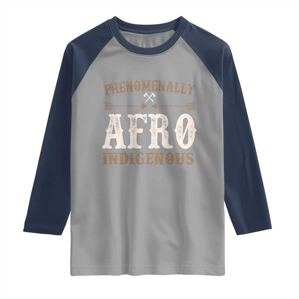 Proud Native American Phenomenally Afro Indigenous Raglan Shirt TS11 Sport Gray Navy Print Your Wear