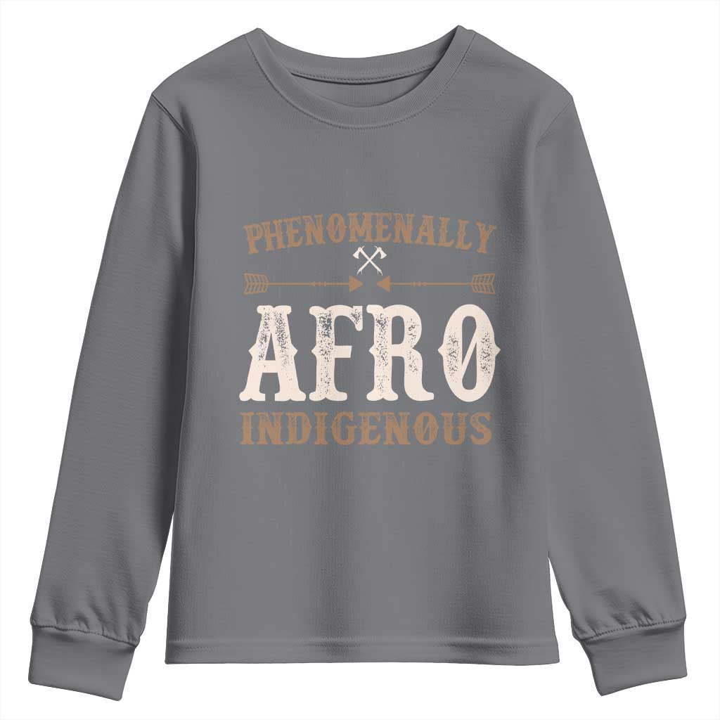 Proud Native American Phenomenally Afro Indigenous Youth Sweatshirt TS11 Charcoal Print Your Wear