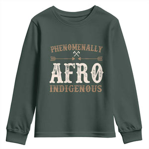 Proud Native American Phenomenally Afro Indigenous Youth Sweatshirt TS11 Dark Forest Green Print Your Wear