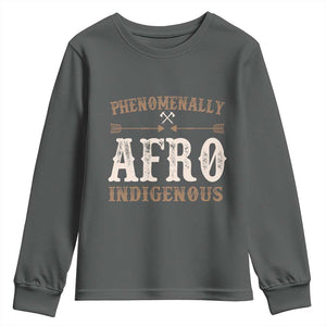 Proud Native American Phenomenally Afro Indigenous Youth Sweatshirt TS11 Dark Heather Print Your Wear