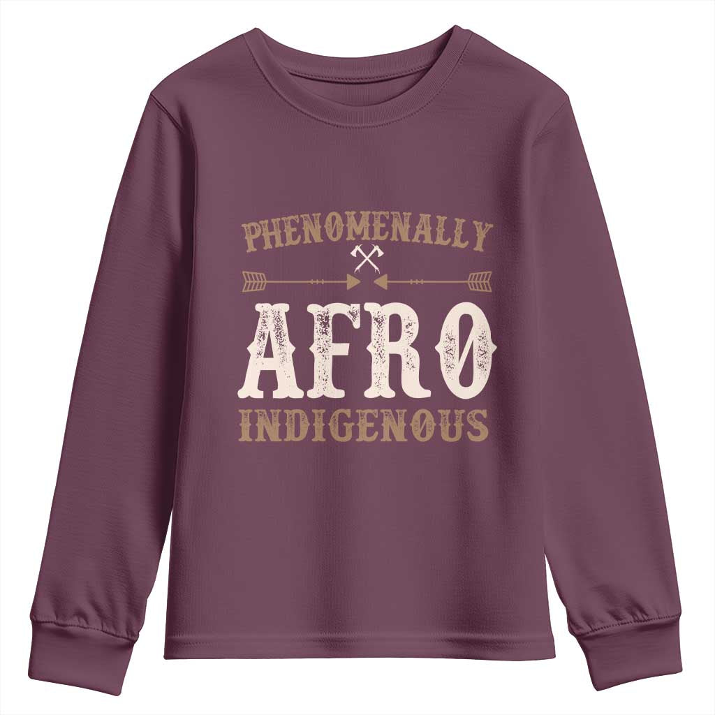 Proud Native American Phenomenally Afro Indigenous Youth Sweatshirt TS11 Maroon Print Your Wear