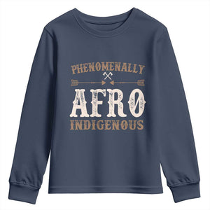 Proud Native American Phenomenally Afro Indigenous Youth Sweatshirt TS11 Navy Print Your Wear