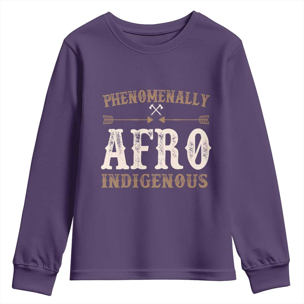 Proud Native American Phenomenally Afro Indigenous Youth Sweatshirt TS11 Purple Print Your Wear
