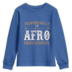 Proud Native American Phenomenally Afro Indigenous Youth Sweatshirt TS11 Royal Blue Print Your Wear