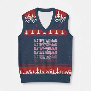 Native Woman Resilient Strong Inspiring Spirited V-Neck Knit Sweater Vest American Indian Pride TS11 Navy Red Print Your Wear