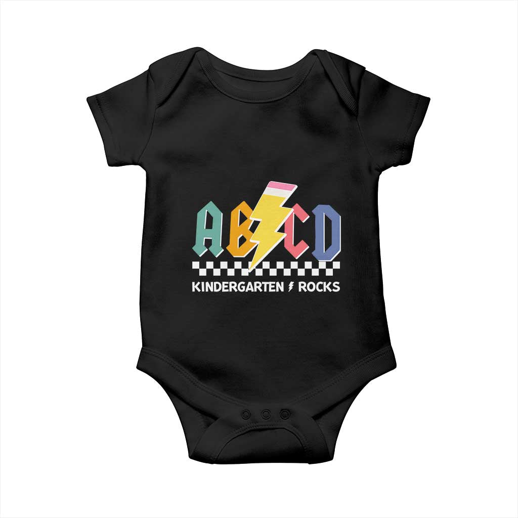 ABCD Kindergarten Rock And Roll Baby Onesie Teachers Back To School TS11 Black Print Your Wear