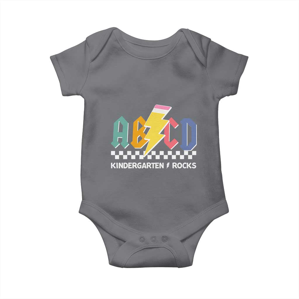 ABCD Kindergarten Rock And Roll Baby Onesie Teachers Back To School TS11 Charcoal Print Your Wear
