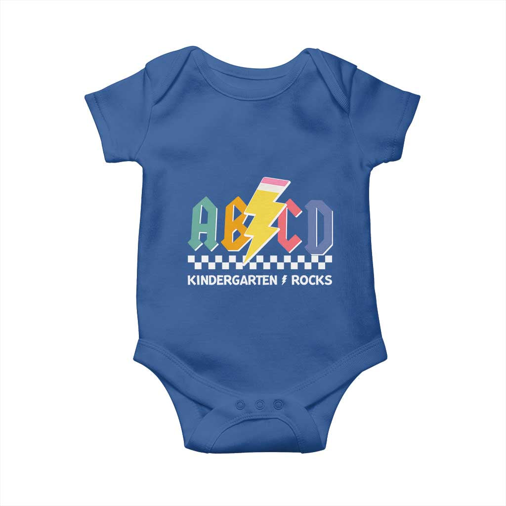 ABCD Kindergarten Rock And Roll Baby Onesie Teachers Back To School TS11 Royal Blue Print Your Wear