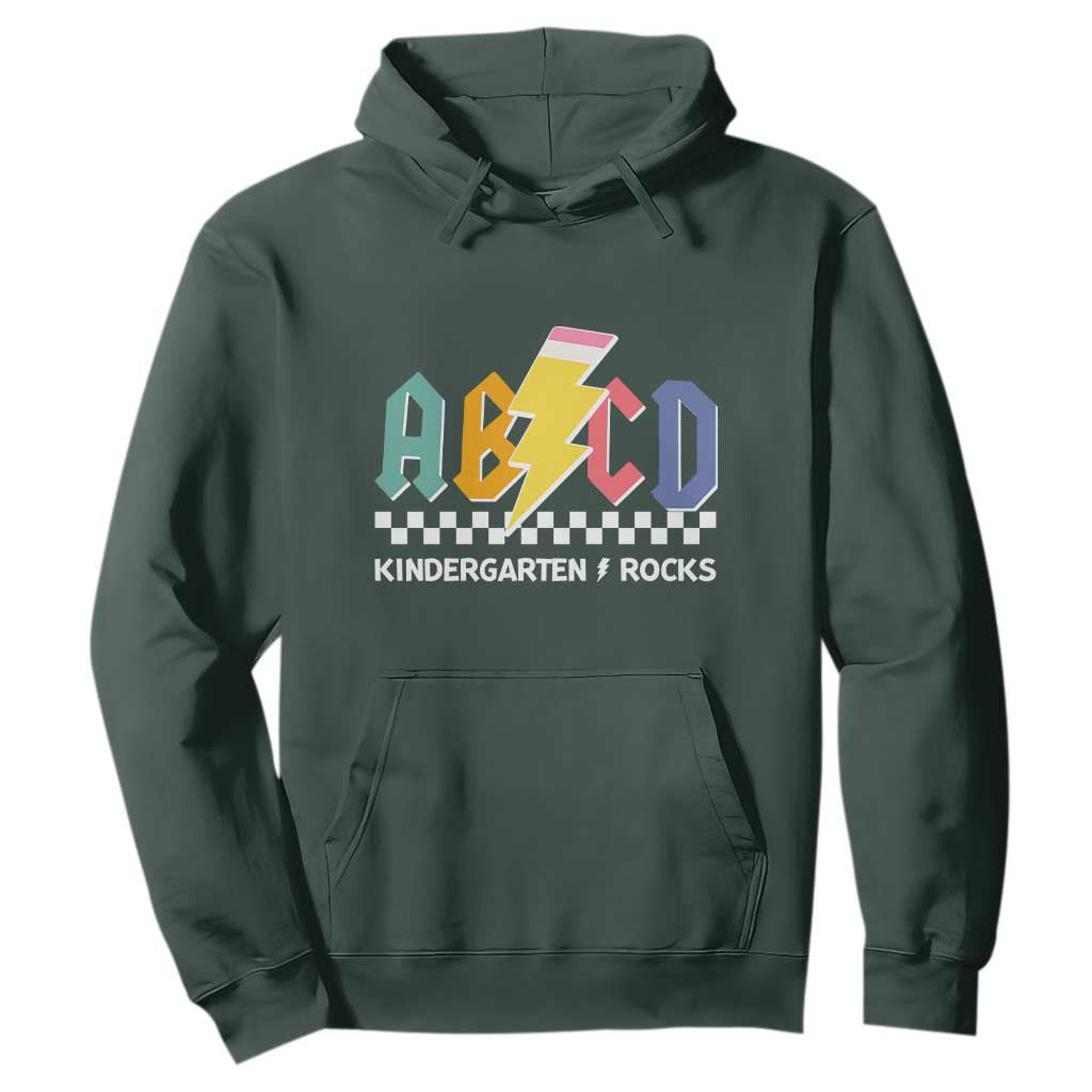 ABCD Kindergarten Rock And Roll Hoodie Teachers Back To School TS11 Dark Forest Green Print Your Wear