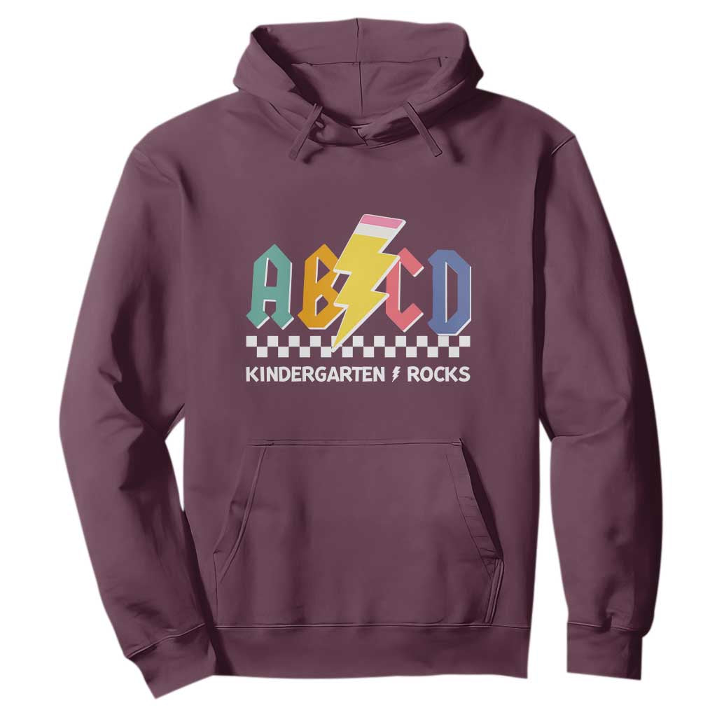 ABCD Kindergarten Rock And Roll Hoodie Teachers Back To School TS11 Maroon Print Your Wear