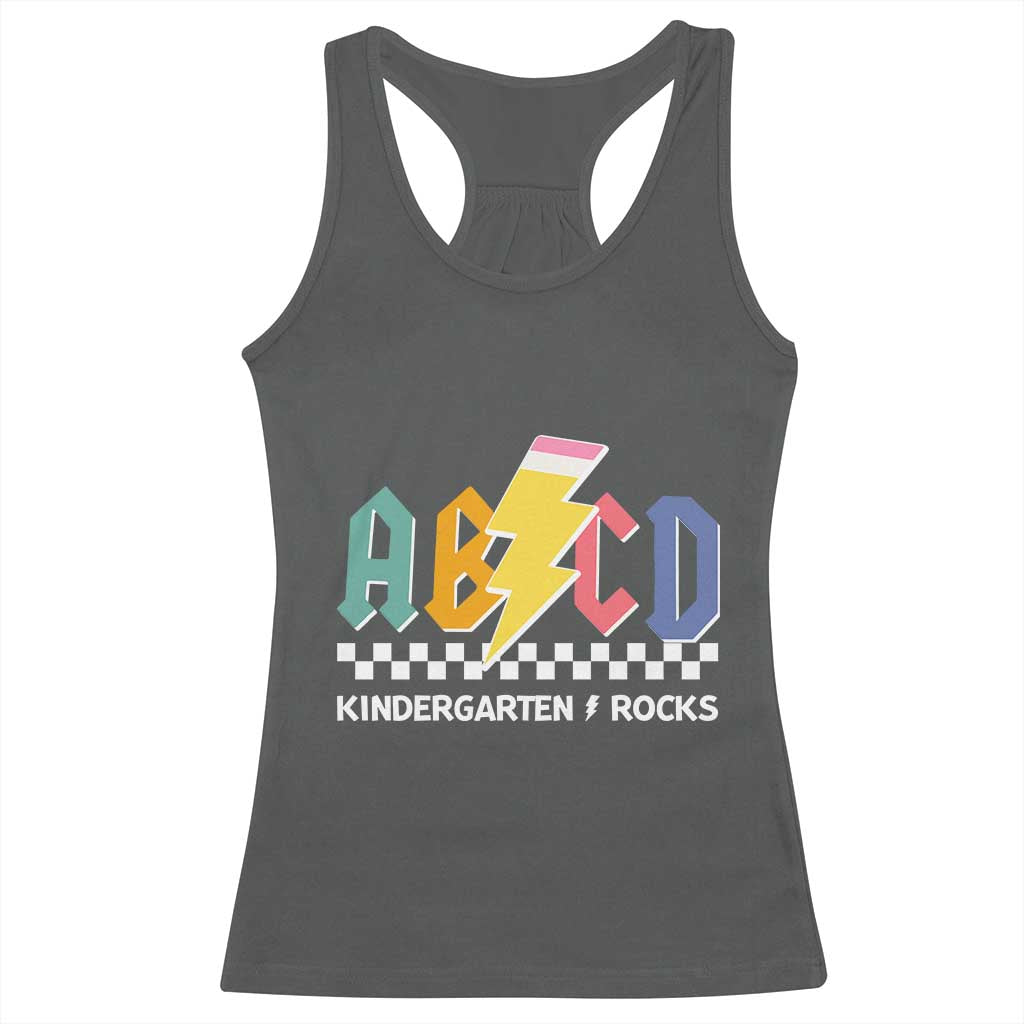 ABCD Kindergarten Rock And Roll Racerback Tank Top Teachers Back To School TS11 Dark Heather Print Your Wear