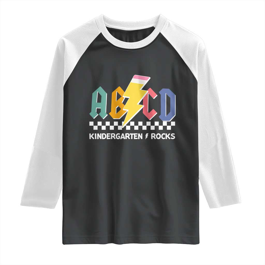 ABCD Kindergarten Rock And Roll Raglan Shirt Teachers Back To School TS11 Black White Print Your Wear