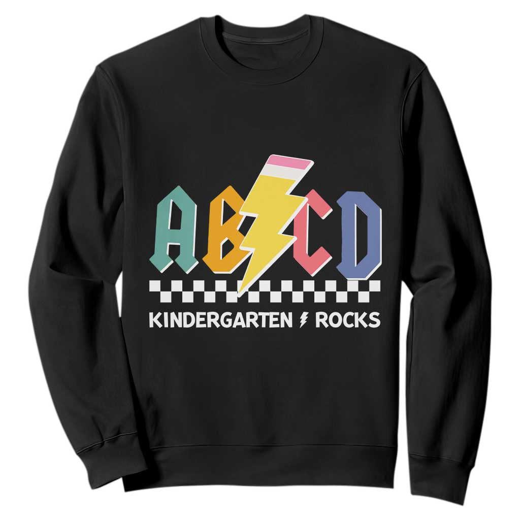 ABCD Kindergarten Rock And Roll Sweatshirt Teachers Back To School TS11 Black Print Your Wear