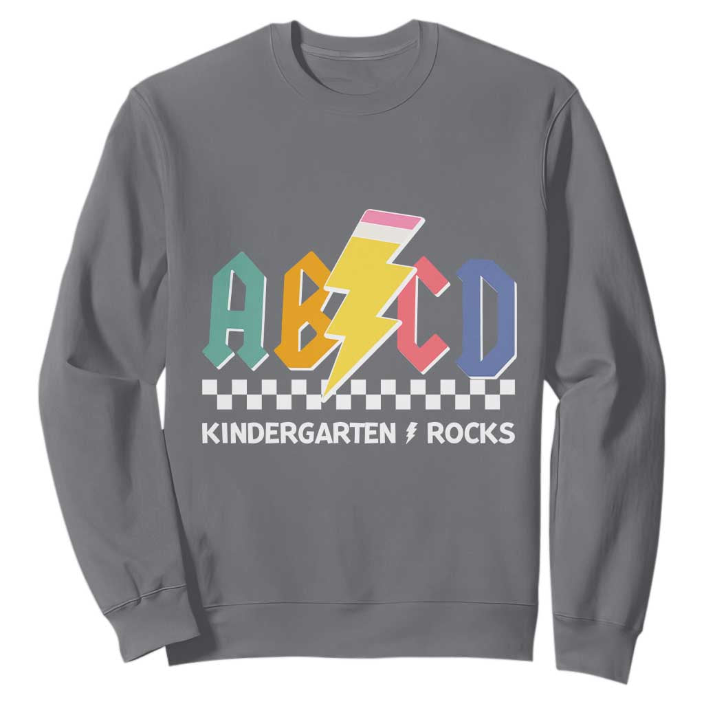 ABCD Kindergarten Rock And Roll Sweatshirt Teachers Back To School TS11 Charcoal Print Your Wear