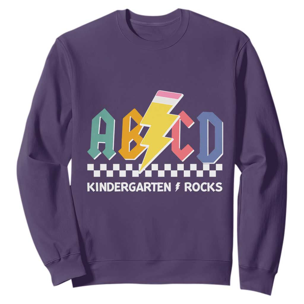 ABCD Kindergarten Rock And Roll Sweatshirt Teachers Back To School TS11 Purple Print Your Wear