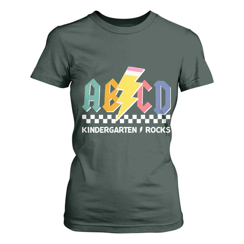 ABCD Kindergarten Rock And Roll T Shirt For Women Teachers Back To School TS11 Dark Forest Green Print Your Wear