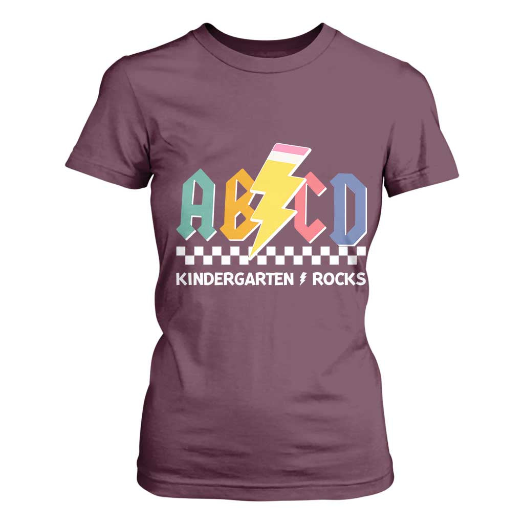 ABCD Kindergarten Rock And Roll T Shirt For Women Teachers Back To School TS11 Maroon Print Your Wear