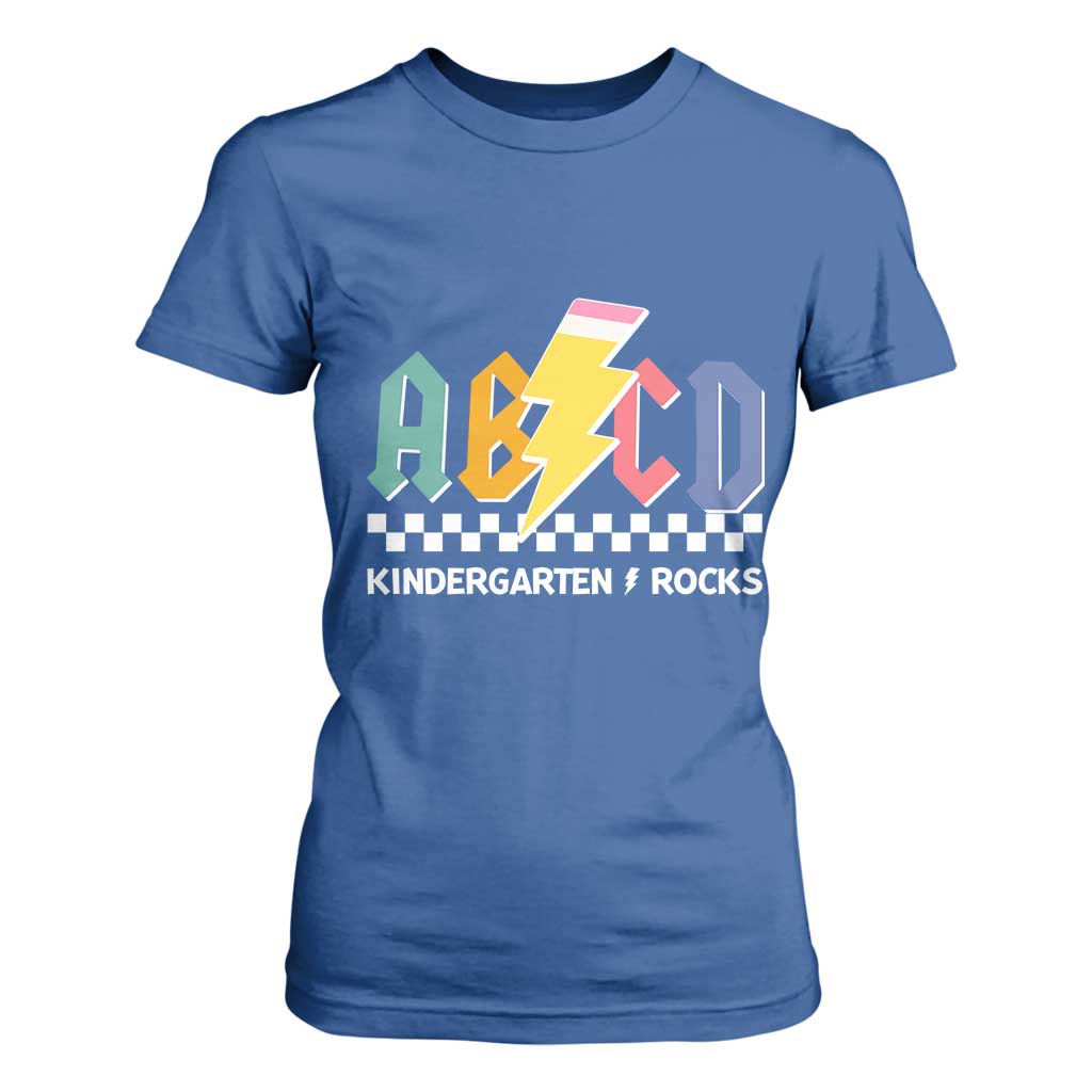 ABCD Kindergarten Rock And Roll T Shirt For Women Teachers Back To School TS11 Royal Blue Print Your Wear