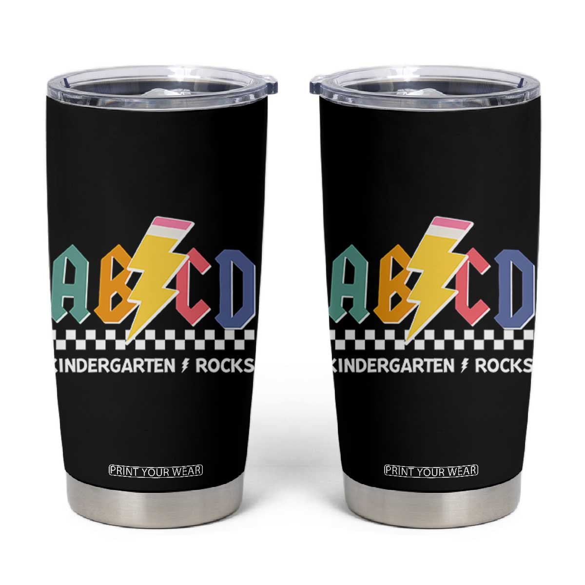 ABCD Kindergarten Rock And Roll Tumbler Cup Teachers Back To School TS11 Black Print Your Wear
