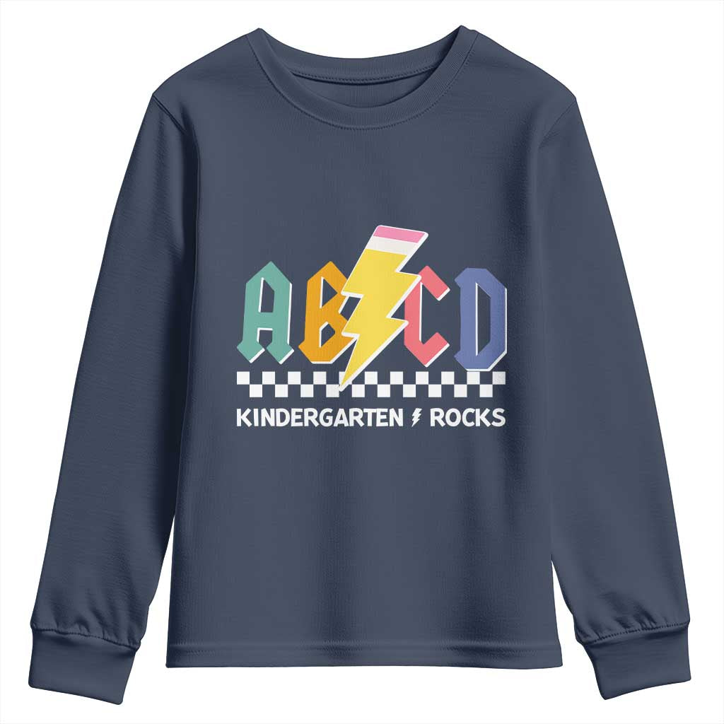 ABCD Kindergarten Rock And Roll Youth Sweatshirt Teachers Back To School TS11 Navy Print Your Wear