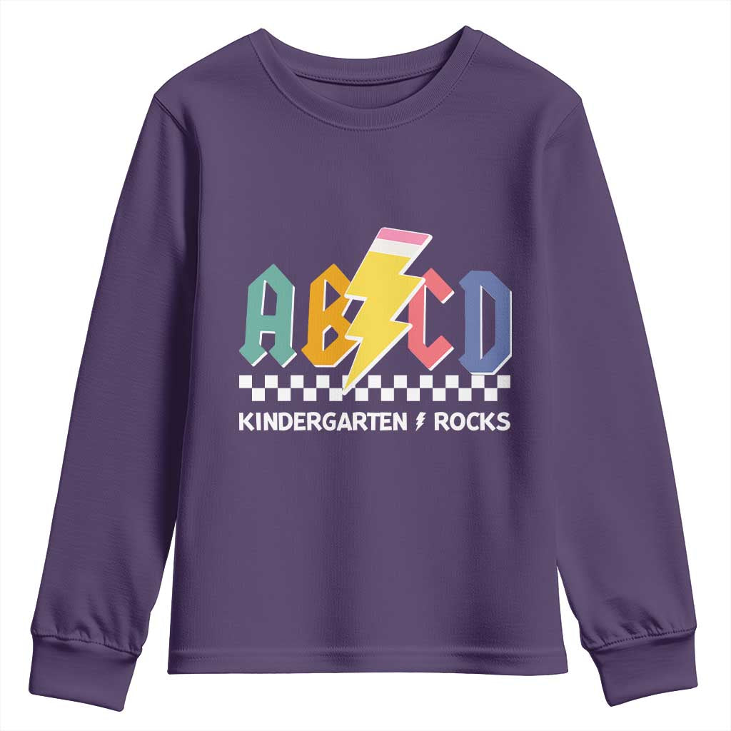 ABCD Kindergarten Rock And Roll Youth Sweatshirt Teachers Back To School TS11 Purple Print Your Wear