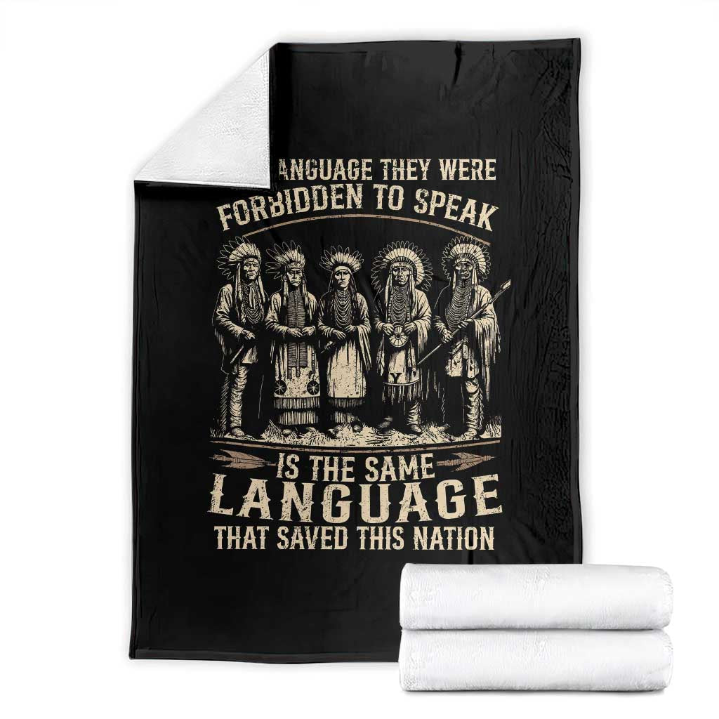 Native American Warrior Throw Blanket The Language They Were Forbidden To Speak Saved This Nation TS11 Black Print Your Wear