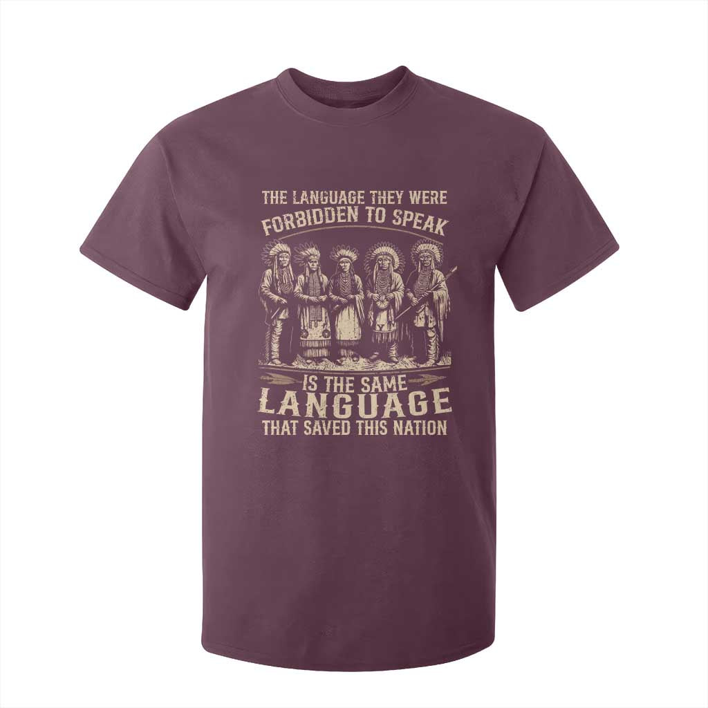 Native American Warrior T Shirt For Kid The Language They Were Forbidden To Speak Saved This Nation TS11 Maroon Print Your Wear