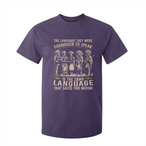 Native American Warrior T Shirt For Kid The Language They Were Forbidden To Speak Saved This Nation TS11 Purple Print Your Wear
