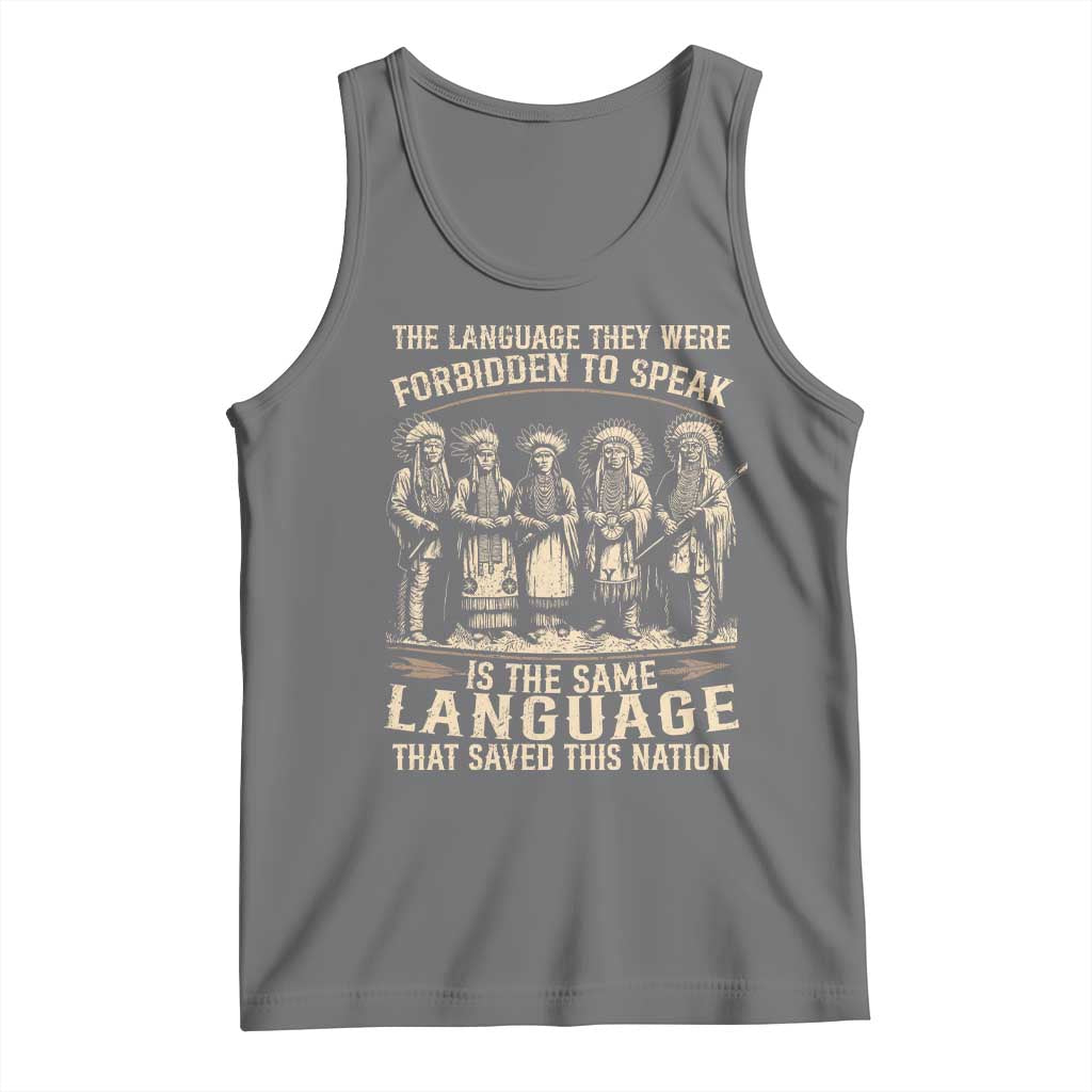 Native American Warrior Tank Top The Language They Were Forbidden To Speak Saved This Nation TS11 Black Heather Print Your Wear