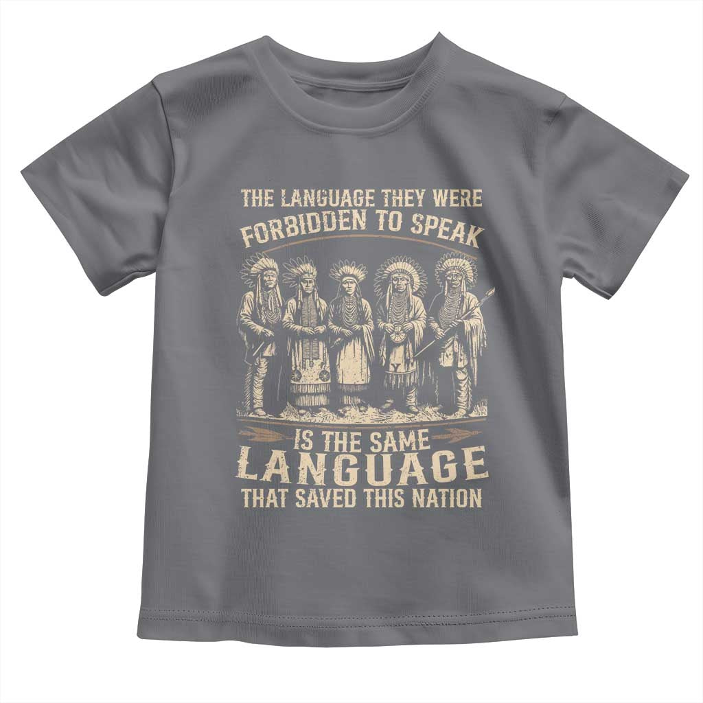 Native American Warrior Toddler T Shirt The Language They Were Forbidden To Speak Saved This Nation TS11 Charcoal Print Your Wear