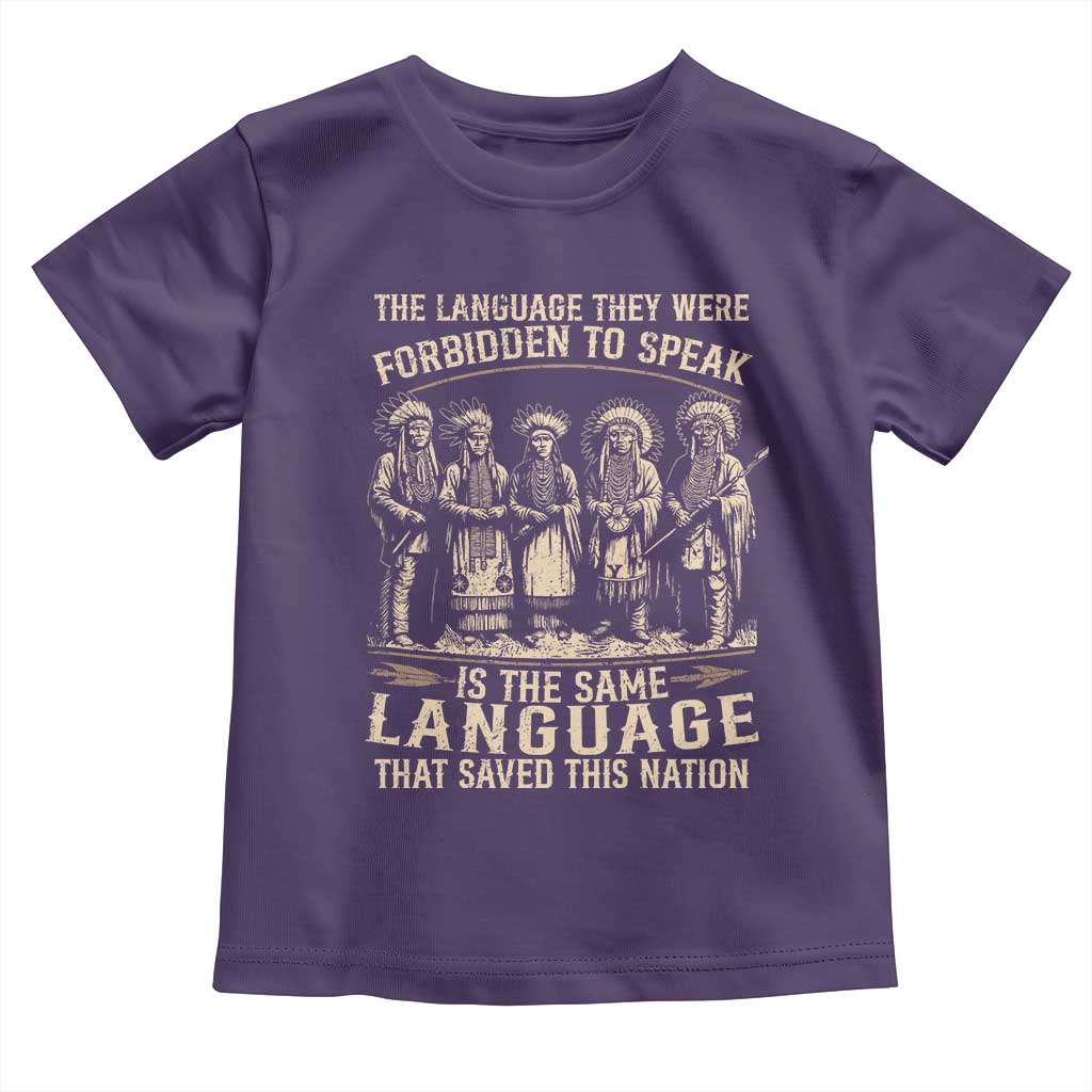 Native American Warrior Toddler T Shirt The Language They Were Forbidden To Speak Saved This Nation TS11 Purple Print Your Wear