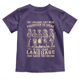 Native American Warrior Toddler T Shirt The Language They Were Forbidden To Speak Saved This Nation TS11 Purple Print Your Wear