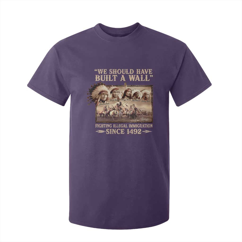 We Should Have Built A Wall Fighting Illegal Immigration Since 1492 T Shirt For Kid Native American TS11 Purple Print Your Wear