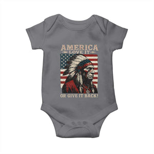 America Love It Or Give It Back Baby Onesie Native American Chiefs Vintage USA Flag TS11 Charcoal Print Your Wear