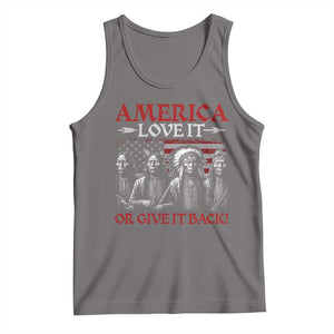 America Love It Or Give It Back Tank Top Native American Chiefs USA Flag TS11 Deep Heather Print Your Wear