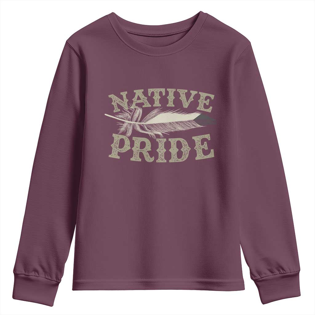 Native Pride Youth Sweatshirt Native Indian American Day Indigenous Native American TS11 Maroon Print Your Wear