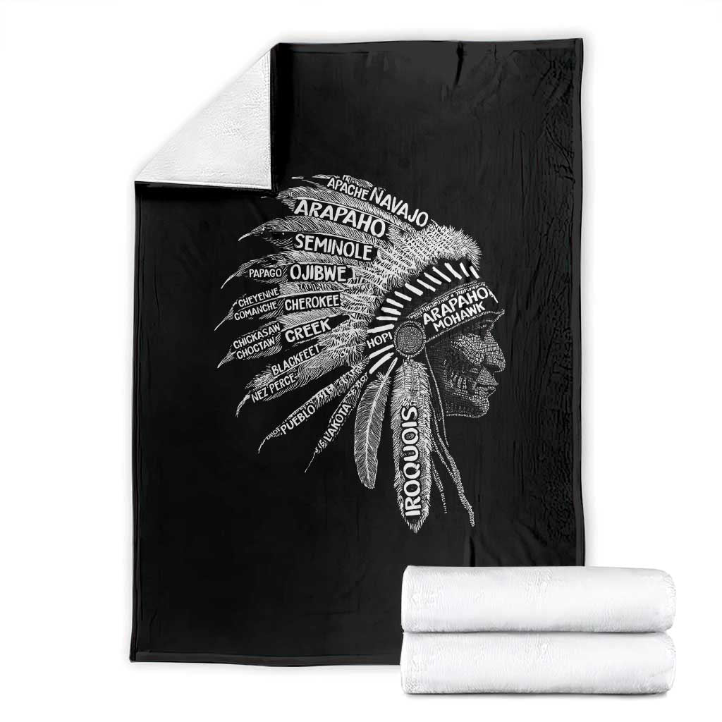 Native American Tribes Throw Blanket Vintage Indian American Chief TS11 Black Print Your Wear
