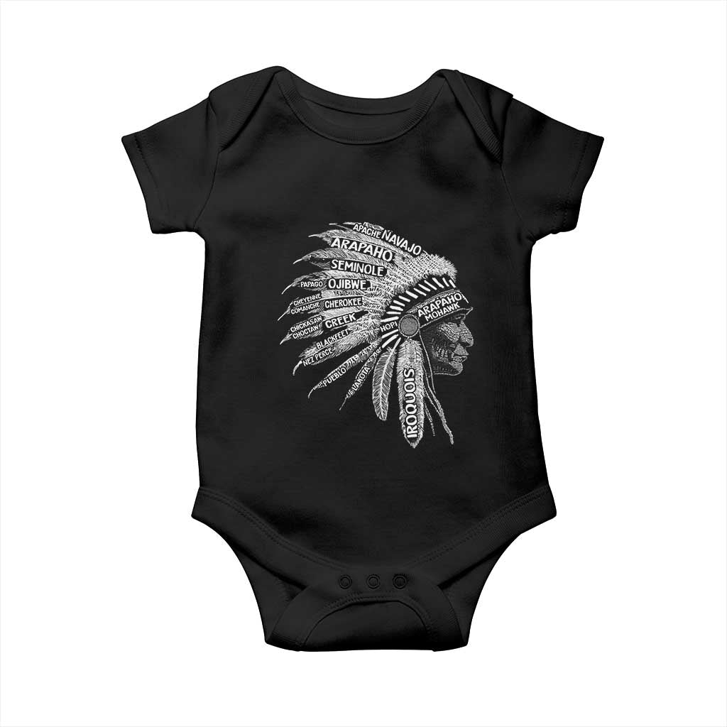 Native American Tribes Baby Onesie Vintage Indian American Chief TS11 Black Print Your Wear