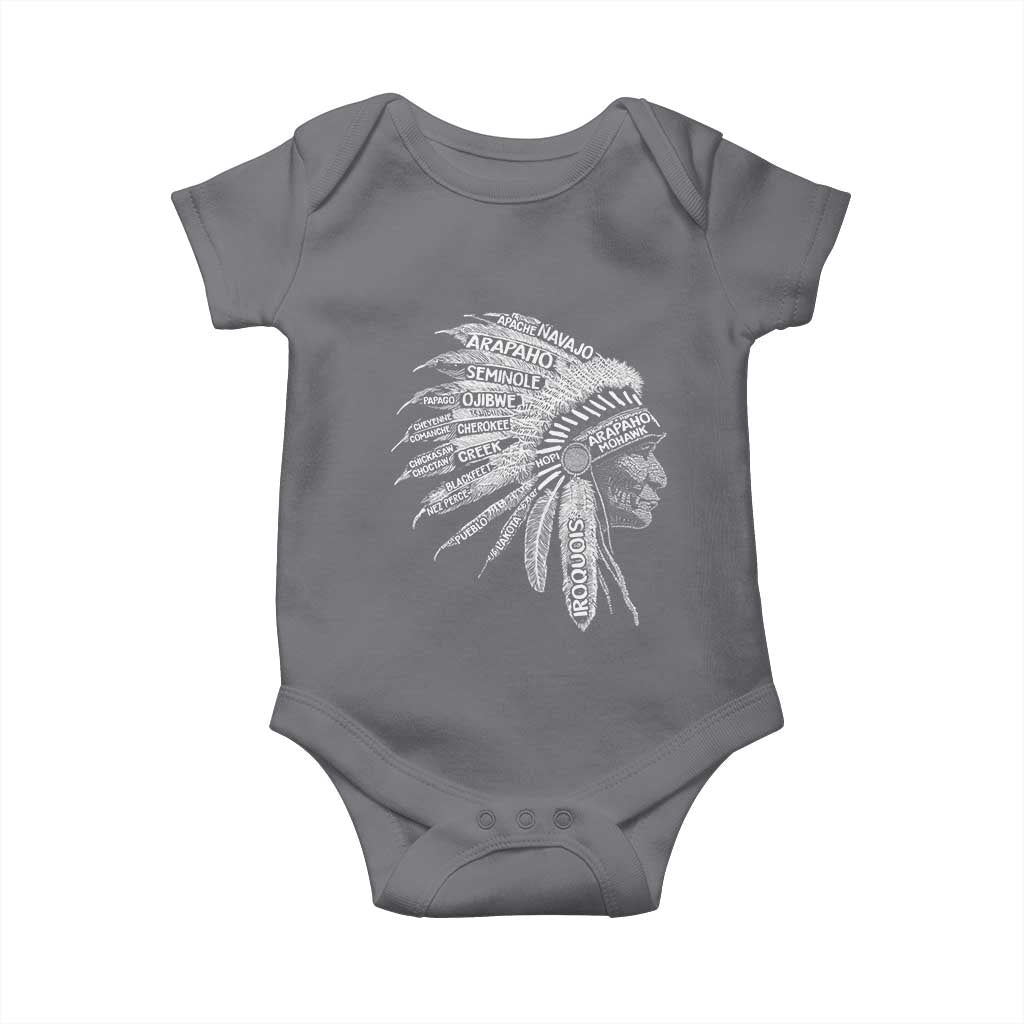 Native American Tribes Baby Onesie Vintage Indian American Chief TS11 Charcoal Print Your Wear