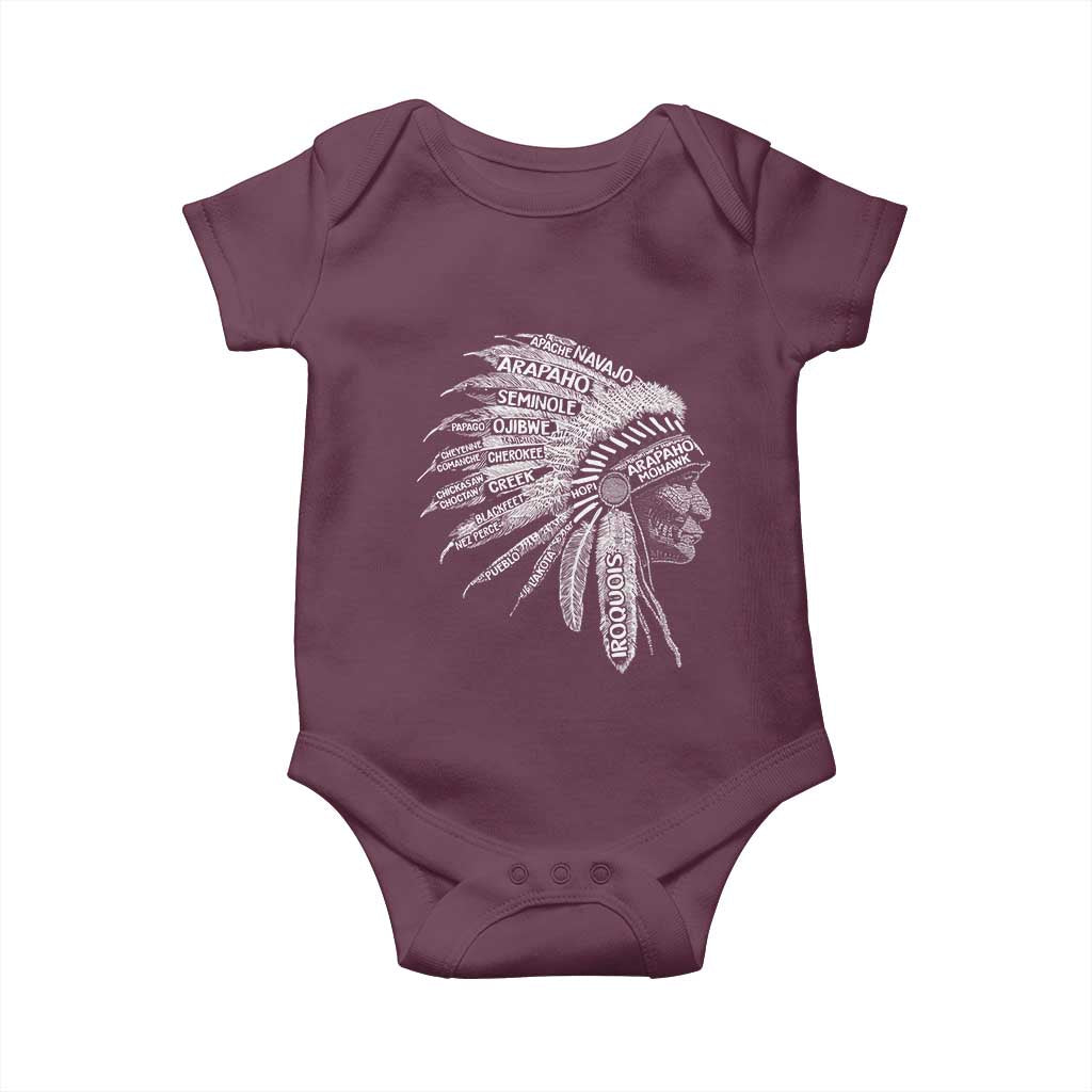 Native American Tribes Baby Onesie Vintage Indian American Chief TS11 Maroon Print Your Wear