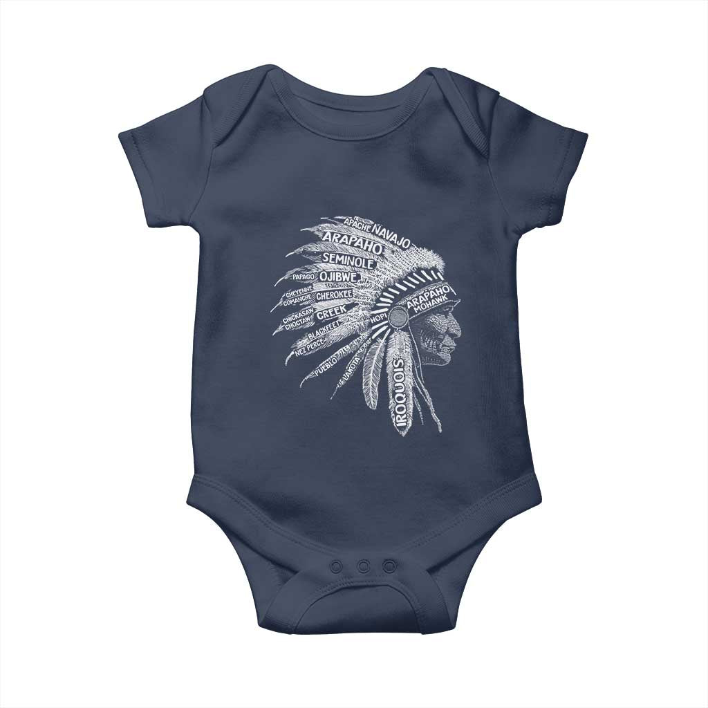 Native American Tribes Baby Onesie Vintage Indian American Chief TS11 Navy Print Your Wear