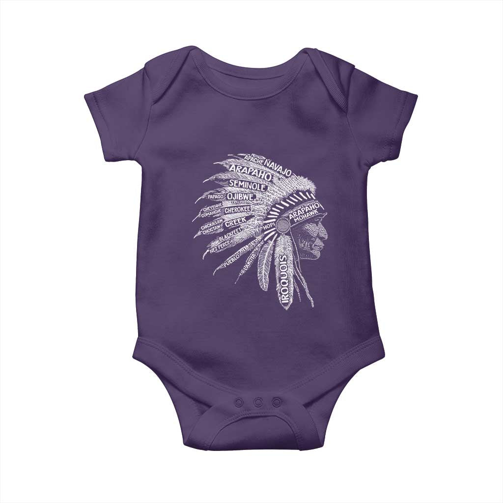 Native American Tribes Baby Onesie Vintage Indian American Chief TS11 Purple Print Your Wear